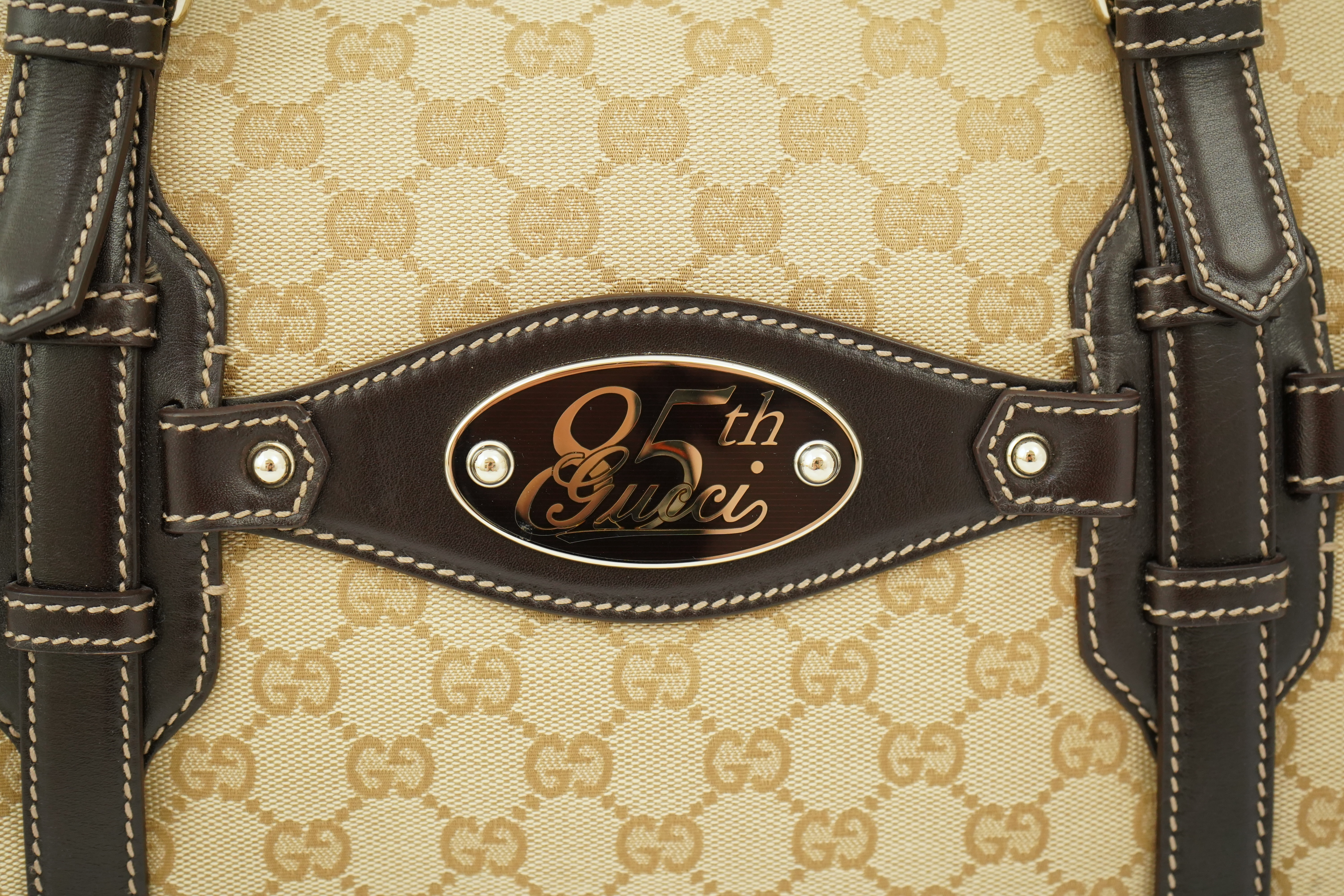 A vintage Gucci GG Classic Monogram Horsebit Shoulder Bag